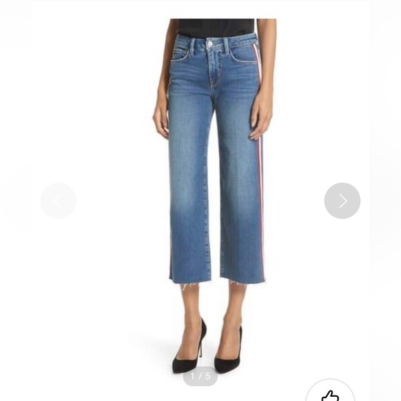 L'AGENCE Danica Side Stripe Crop Wide Leg Jeans - Picture 1 of 6